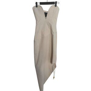 2/$25 NWT PrettyLittleThing 0 Muslin Beige Strapless Asymmetric Hem Dress
